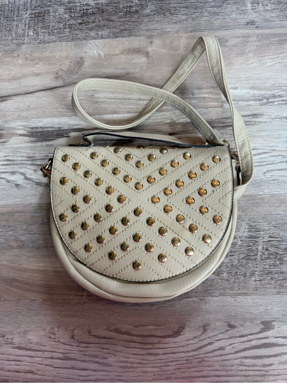 Style Envy Cream Crossbody with Gold Stud Accents